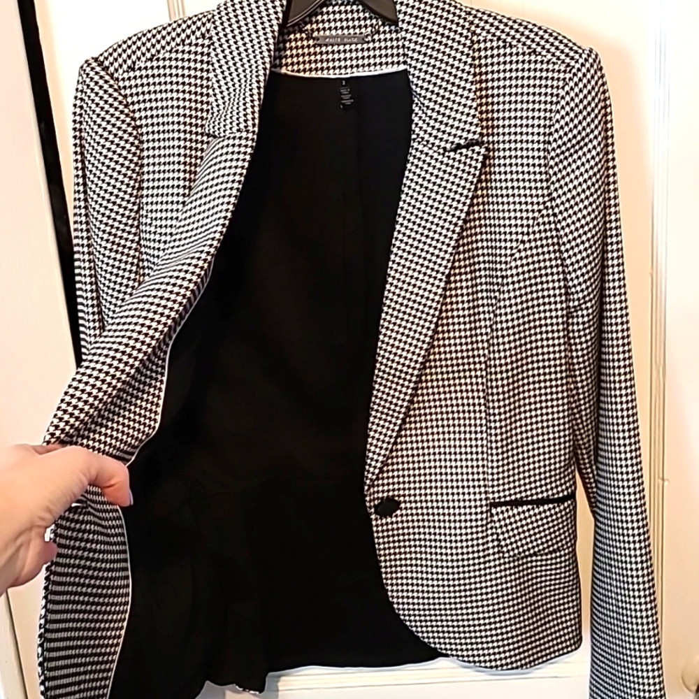 Whbm Single-Button Houndstooth Blazer - image 6